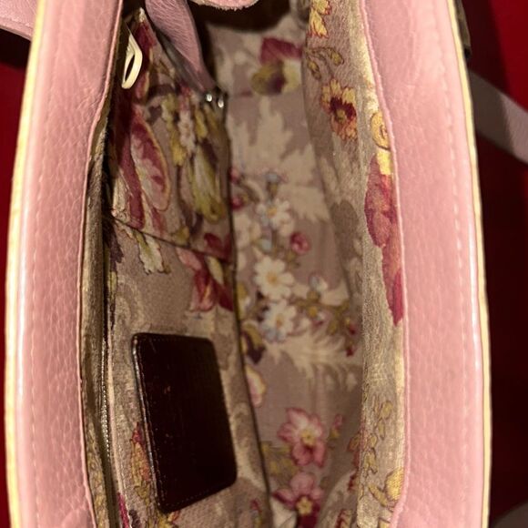 Brighton Heart Charm Beige and Pink Crocodile-Embossed Handbag - Picture 9 of 13